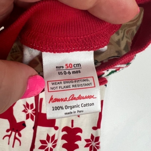Hanna Andersson Nordic Print Christmas Pajamas Sz 50CM 0-6M - Picture 3 of 3
